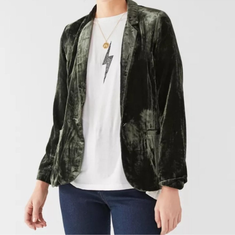 URBAN OUTFITTERS | Dark Green Crushed Velvet Blazer Jacket